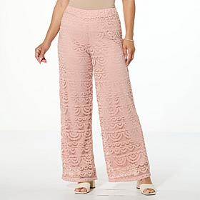 "As Is" Colleen Lopez Crocheted Lace Wide Leg Pull-On Pant