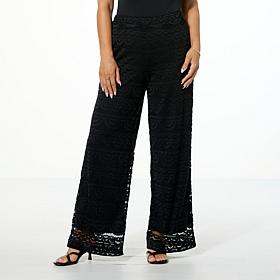 "As Is" Colleen Lopez Crocheted Lace Wide Leg Pull-On Pant