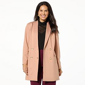 "As Is" Colleen Lopez Double Breasted Ponte Knit Blazer