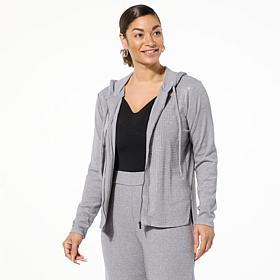"As Is" Colleen Lopez Embellished Sweater Knit Zip-Front Hooded Car...