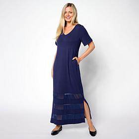 "As Is" Colleen Lopez EveryWear Mesh Insert Maxi Dress