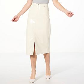 "As Is" Colleen Lopez Faux Leather Midi Pencil Skirt