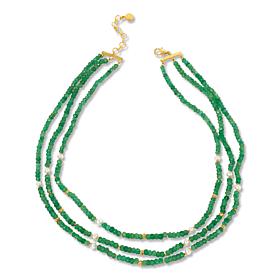 "As Is" Colleen Lopez Green Quartz & Freshwater Pearl Necklace