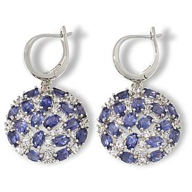 "As Is" Colleen Lopez Iolite and Zircon Round Cluster Drop Earrings