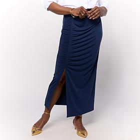 "As Is" Colleen Lopez Knit Slide Slit Skirt with Gathers