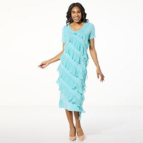 "As Is" Colleen Lopez Knit Tiered Ruffle Dress