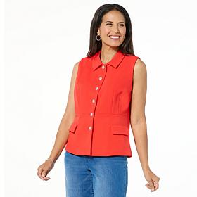 "As Is" Colleen Lopez Knit Vest with Rhinestone Buttons