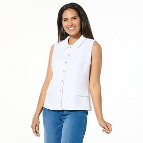 "As Is" Colleen Lopez Knit Vest with Rhinestone Buttons