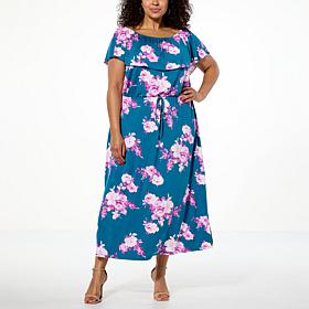"As Is" Colleen Lopez Off-the-Shoulder Printed Knit Maxi Dress