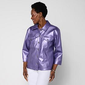 "As Is" Colleen Lopez Pearlized Faux Leather Jacket 