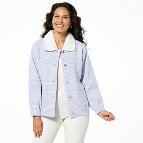 "As Is" Colleen Lopez Plaid Jacket with Faux Fur Collar