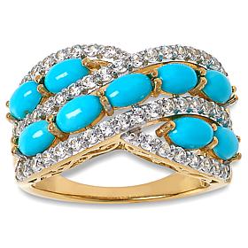 "As Is" Colleen Lopez Silver Exotic Gem & White Zircon Crossover Ring