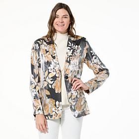 "As Is" Colleen Lopez Woven Blazer with Zippered Sleeve Detail