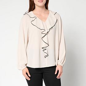 "As Is" Colleen Lopez Woven Ruffled Blouse