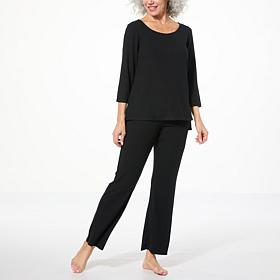 "As Is" Comfort Code Brushed Ribbed Knit Tunic and Pant Set