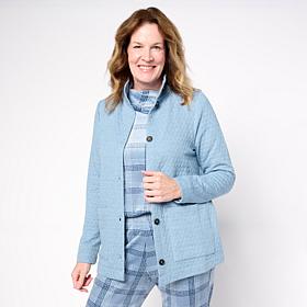 "As Is" Comfort Code Quilted Knit Button-Front Topper