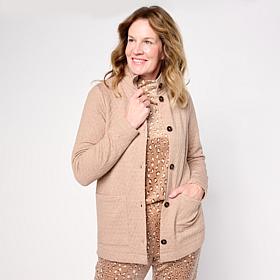 "As Is" Comfort Code Quilted Knit Button-Front Topper