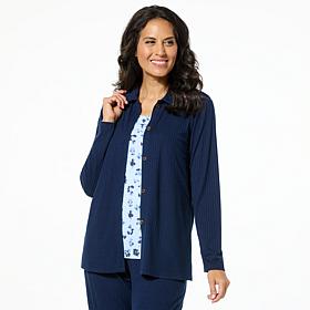 "As Is" Comfort Code Ribbed Knit Collared Cardigan Top