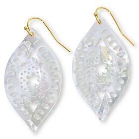 "As Is" Connie C Carroll Jewelry Julia Mother-of-Pearl Carved Earrings