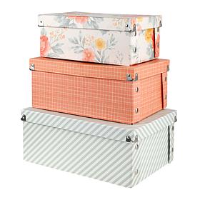"As Is" Craft Buddy Antique Floral Stacking Storage Boxes 3-piece Set