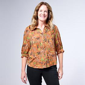 "As Is" Democracy Ruffled Edge Pintuck Blouse