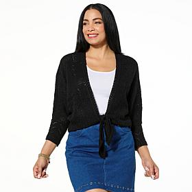 "As Is" Democracy Tie-Front Crocheted Cardigan