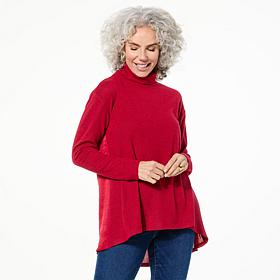 "As Is" DG2 by D. Gilman Brushed Sweater Knit Drape Back Turtlneck Top