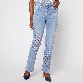 "As Is" DG2 by Diane Gilman Americana Embroidered Bootcut Jean