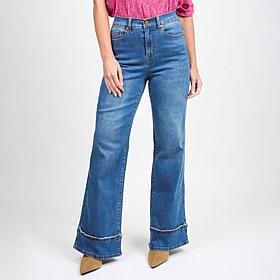As Is DG2 by Diane Gilman Classic Stretch Denim Frayed Wide-Leg Jean