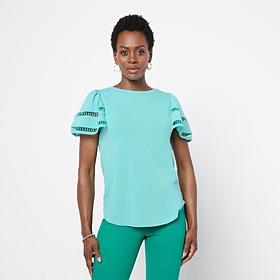 "As Is" DG2 by Diane Gilman Everyday Jersey Flutter Sleeve Top