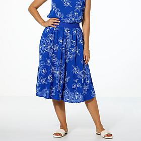 "As Is" DG2 by Diane Gilman Floral Print Midi Skirt