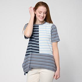 "As Is" DG2 by Diane Gilman Multi-Stripe Rib Knit Tunic