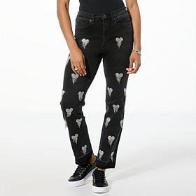"As Is" DG2 by Diane Gilman New Classic Stretch Crystal Heart Jean