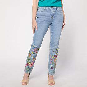 "As Is" DG2 by Diane Gilman New Classic Stretch Denim 3D Embellishe...
