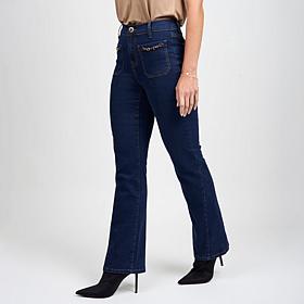 "As Is" DG2 by Diane Gilman New Classic Stretch Denim Chain Bootcut...