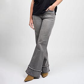 "As Is" DG2 by Diane Gilman New Classic Stretch Denim Frayed Wide-L...