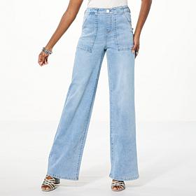 "As Is" DG2 by Diane Gilman New Classic Stretch Denim Pull-On Wide-...