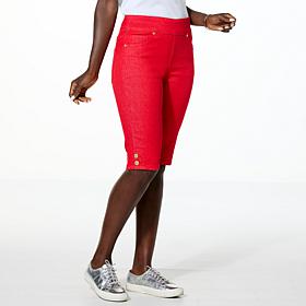 "As Is" DG2 by Diane Gilman New Classic Stretch Denim Pull-On Bermu...