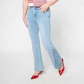 "As Is" DG2 by Diane Gilman New Classic Stretch Denim Star Panel Fl...