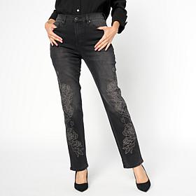 "As Is" DG2 by Diane Gilman New Classic Stretch Rose-Embroidered An...