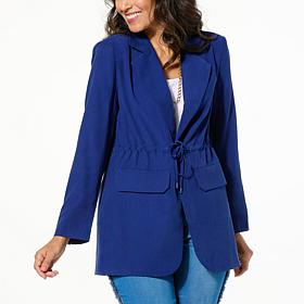 "As Is" DG2 by Diane Gilman Soft Twill Cinched Waist Blazer