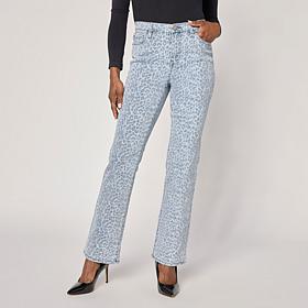 "As Is" Diane Gilman Printed Stretch Denim Bootcut