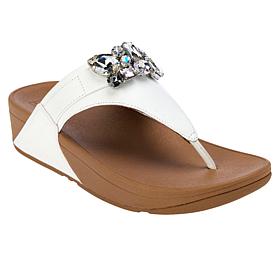 "As Is" FitFlop Lulu Jewel-Deluxe Leather Toe-Post Sandals