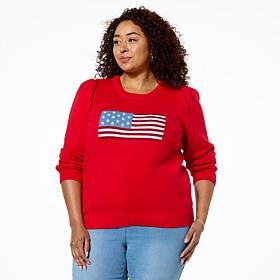 "As Is" G by Giuliana Americana Full Fashion Jersey Knit Sweater