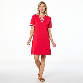 "As Is" G by Giuliana Americana Knit T-Shirt Dress with Rib Knit Trim