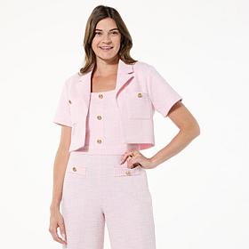 "As Is" G by Giuliana Black Label Bouclé Knit Bolero