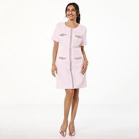 "As Is" G by Giuliana Black Label Embellished Bouclé Tweed Knit Dress