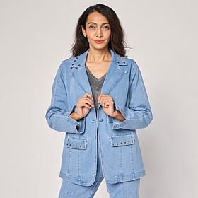 "As Is" G by Giuliana Black Label G5 Denim Blazer with Studs