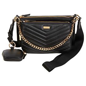 "As Is" G by Giuliana Black Label Lamb Leather Multiset Crossbody -...