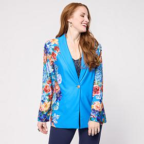 "As Is" G by Giuliana Black Label Placement Print Knit Blazer